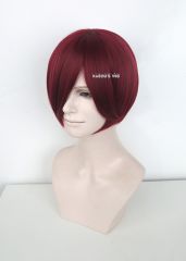 S-2 / KA043 Carmine red short bob smooth cosplay wig with long bangs