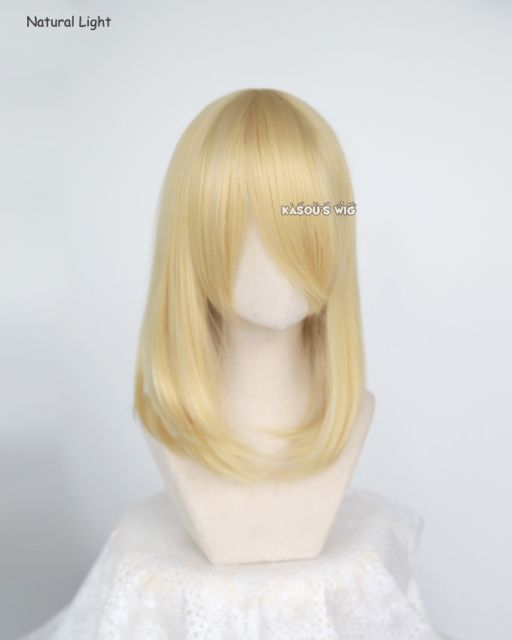 M-1/ KA010 light yellow blonde long bob cosplay wig. shouder length lolita wig suitable for daily use