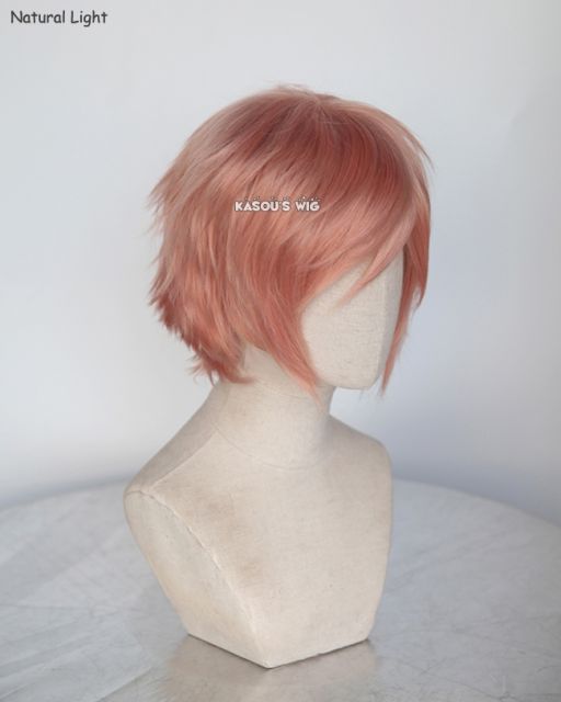 S-1 / SP22>>31cm / 12.2"  short coral pink layered wig, easy to style,Hiperlon fiber
