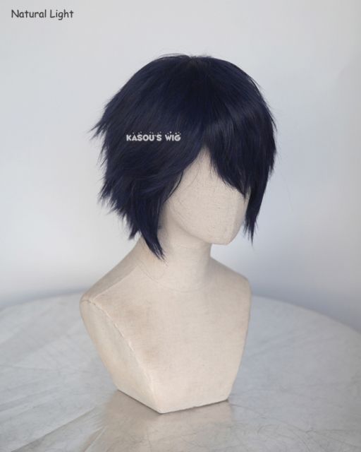 Persona 4 Shirogane Naoto S-1 / SP03>>31cm / 12.2"  short deep blue layered wig, easy to style,Hiperlon fiber