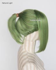 S-3 / KA061 moss green ponytail base wig with long bangs.