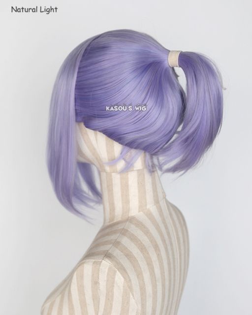 S-3 / KA056  pastel Lavender purple ponytail base wig with long bangs.