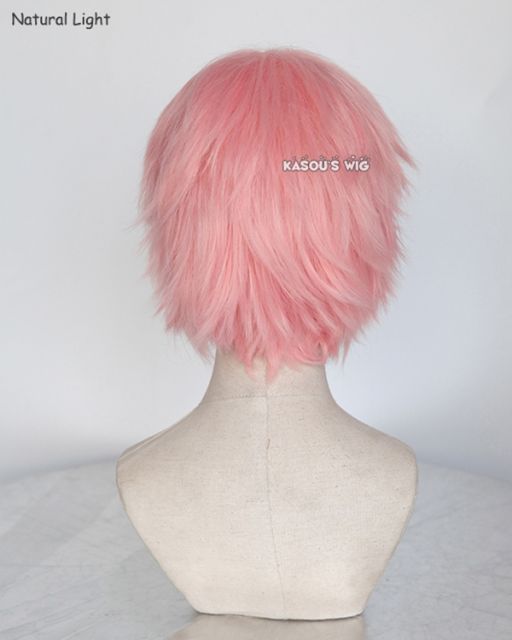 S-1 / SP12>>31cm / 12.2"  short pastel pink layered wig, easy to style,Hiperlon fiber