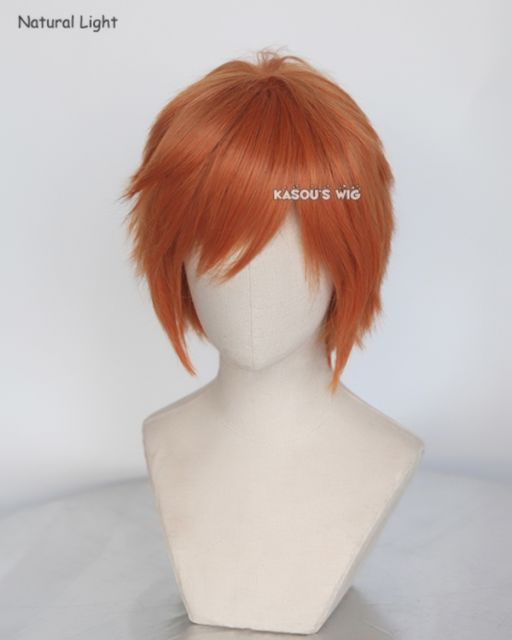 S-1 / SP15>>31cm / 12.2"  short pumpkin orange layered wig, easy to style,Hiperlon fiber