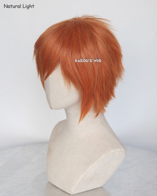 S-1 / SP15>>31cm / 12.2"  short pumpkin orange layered wig, easy to style,Hiperlon fiber