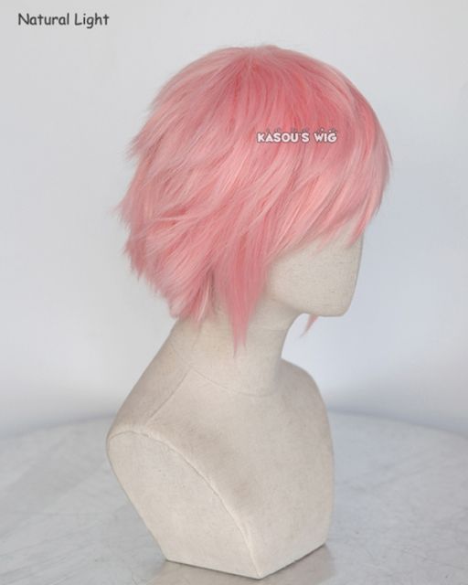 S-1 / SP12>>31cm / 12.2"  short pastel pink layered wig, easy to style,Hiperlon fiber