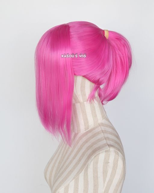 S-3 / KA035 deep pink ponytail base wig with long bangs.