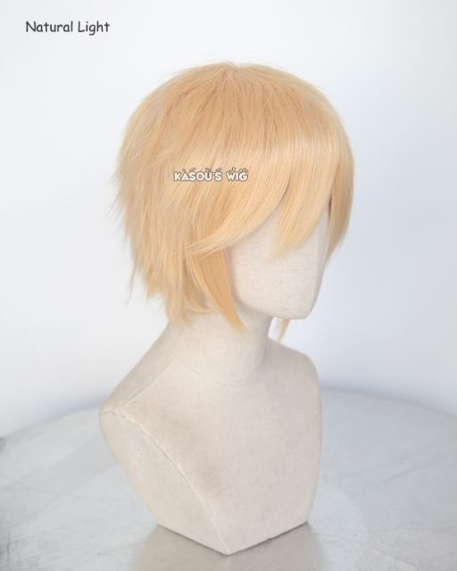 S-1 / SP23 >>31cm / 12.2" light peach short layered wig easy to style . Tangle Resistant fiber
