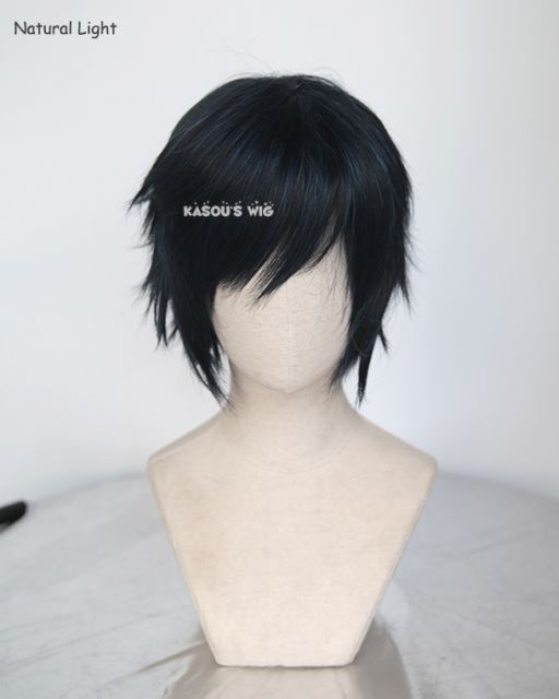 S-1 / KA052>>31cm / 12.2"  short black blue layered wig, easy to style,Hiperlon fiber