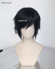 S-1 / KA052>>31cm / 12.2" short black blue layered wig, easy to style,Hiperlon fiber