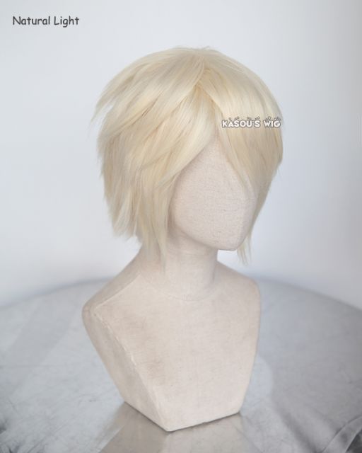 S-1 / SP25 >> 31cm / 12.2" pale blonde short layered wig easy to style . Tangle Resistant fiber