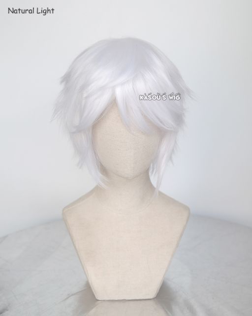 S-1 / KA001>>31cm / 12.2" short snow white layered wig, easy to style,Hiperlon fiber