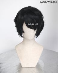 Persona 5 Protagonist Ren Amamiya short black layered naturally curly wig .KA032