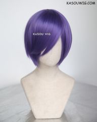 S-2 / KA057 cool purple short bob smooth cosplay wig with long bangs