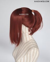 S-3 / KA044 Burnt umber red ponytail base wig with long bangs.