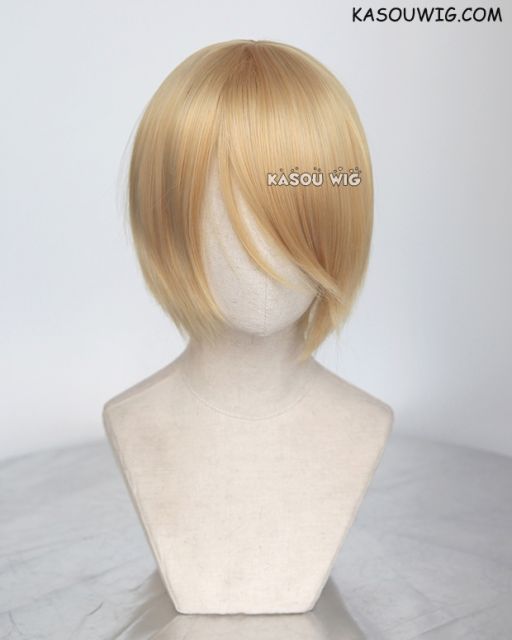 S-2 / KA011 Honey Butter blonde short bob smooth cosplay wig with long bangs