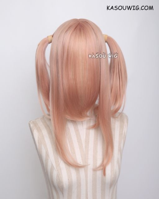 M-2/ SP20 ┇ 50CM / 19.7" peach pink pigtails base wig with long bangs.