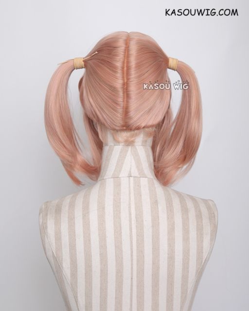 M-2/ SP20 ┇ 50CM / 19.7" peach pink pigtails base wig with long bangs.