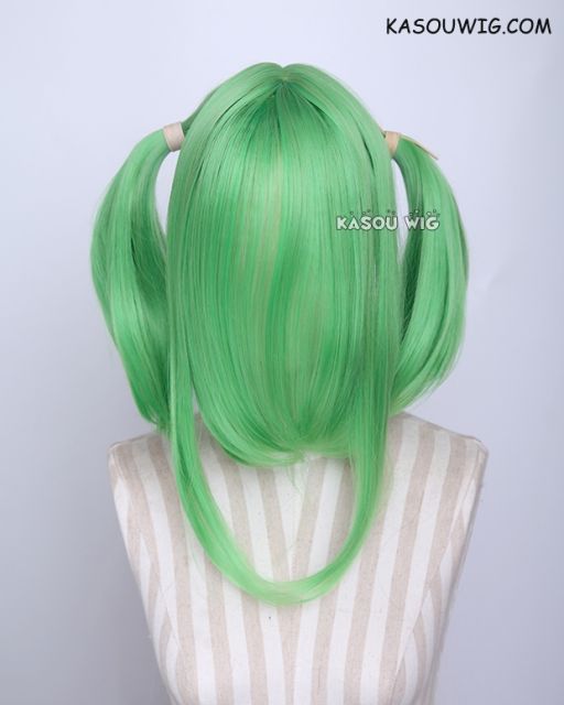 M-2/ KA060 ┇ 50CM / 19.7" light green pigtails base wig with long bangs.