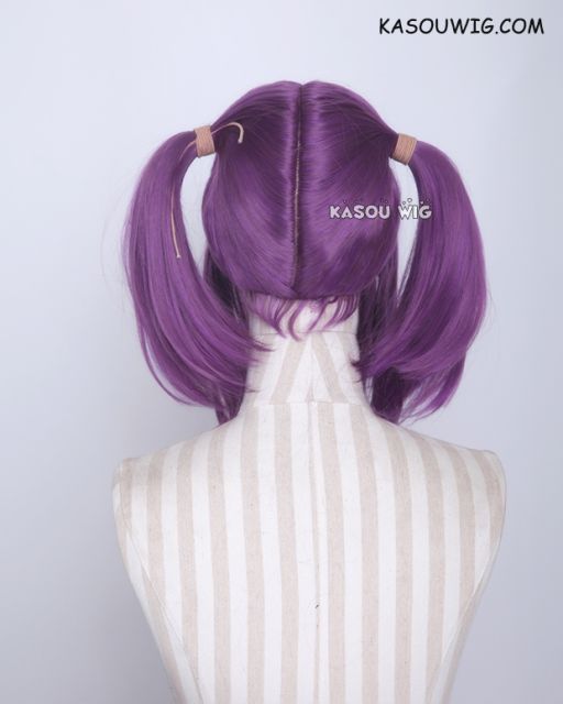 M-2/ SP40 ┇ 50CM / 19.7" grape purple pigtails base wig with long bangs.