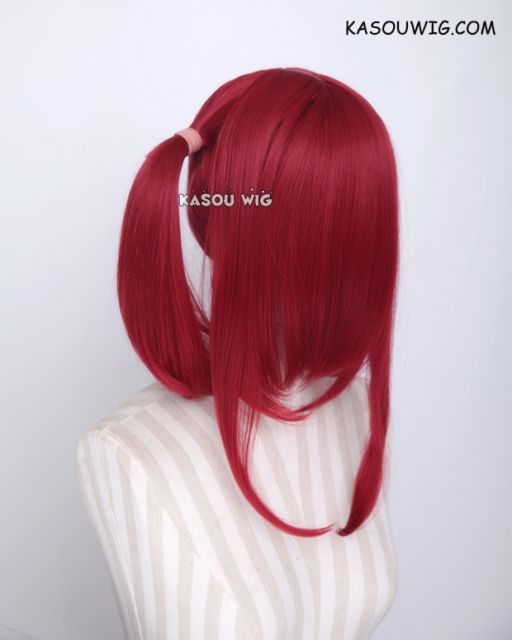 M-2/ SP28 ┇ 50CM / 19.7" crimson red pigtails base wig with long bangs.