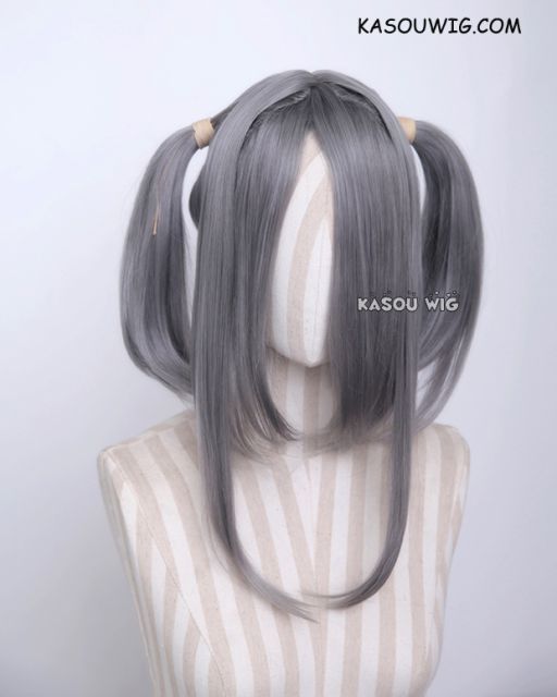 M-2/ KA004 ┇ 50CM / 19.7" gray  pigtails base wig with long bangs.