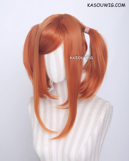 M-2/ KA021 ┇ 50CM / 19.7" burnt orange pigtails base wig with long bangs.