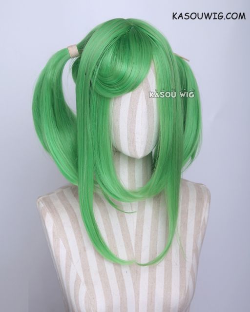 M-2/ KA060 ┇ 50CM / 19.7" light green pigtails base wig with long bangs.