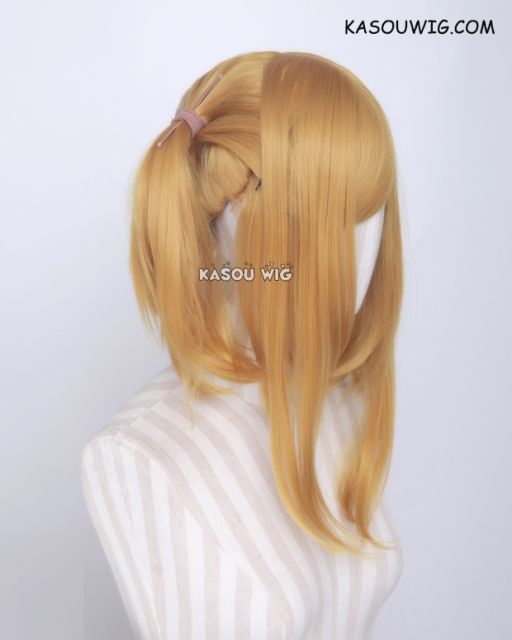 M-2/ KA013 ┇ 50CM / 19.7" light golden pigtails base wig with long bangs.
