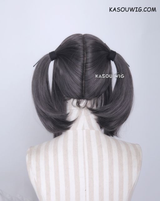 M-2/ SP09 ┇ 50CM / 19.7" dark gray pigtails base wig with long bangs.
