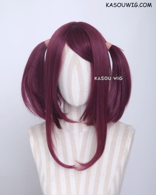 M-2/ SP18 ┇ 50CM / 19.7" wine red pigtails base wig with long bangs.
