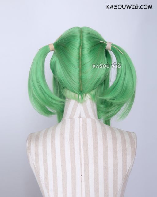 M-2/ KA060 ┇ 50CM / 19.7" light green pigtails base wig with long bangs.