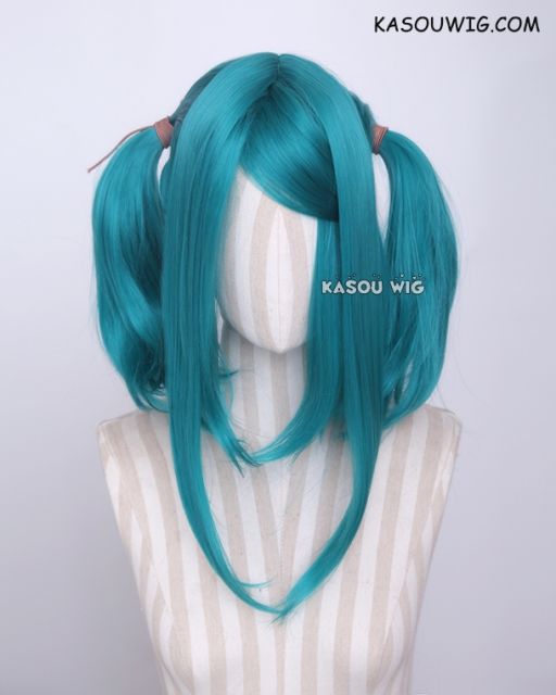 M-2 /  KA063 ┇ 50CM / 19.7" pine green pigtails base wig with long bangs.