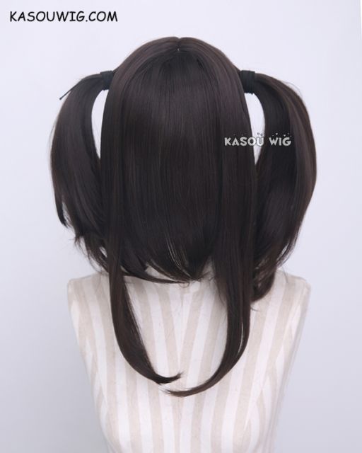 M-2/ KA031 ┇ 50CM / 19.7"  Deepest Brown pigtails base wig with long bangs.
