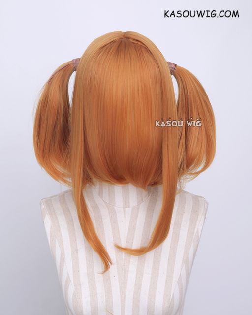 M-2/ KA019 ┇ 50CM / 19.7" carrot orange  pigtails base wig with long bangs.