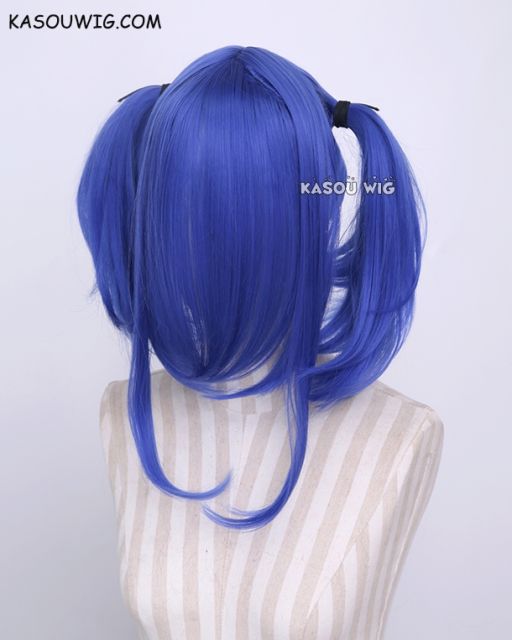 M-2 / KA050 ┇ 50CM / 19.7"  royal blue pigtails base wig with long bangs.