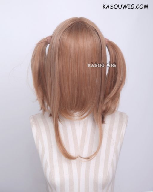 M-2/ KA023 ┇ 50CM / 19.7" caramel pigtails base wig with long bangs.