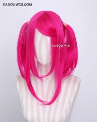 M-2 / KA038 ┇ 50CM / 19.7" Raspberry rose pigtails base wig with long bangs.