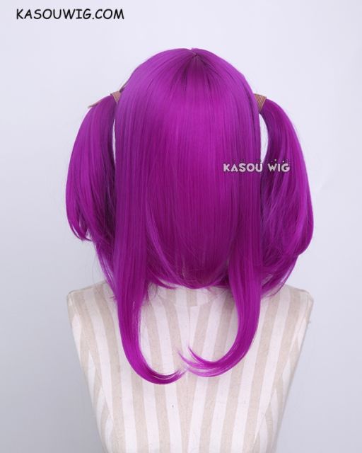 M-2 / KA053 ┇ 50CM / 19.7"  Red Violet Purple  pigtails base wig with long bangs.