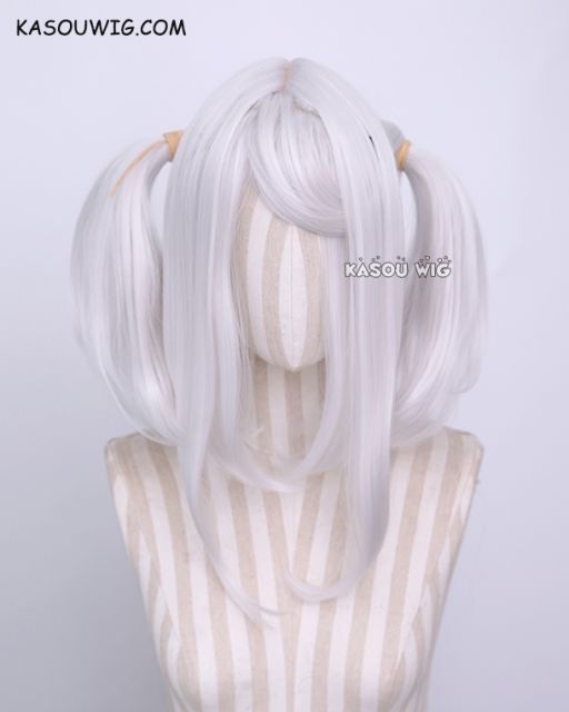 M-2/ KA002 ┇ 50CM / 19.7" silver white pigtails base wig with long bangs.