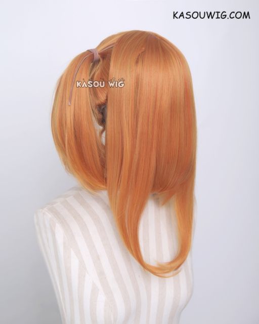 M-2 / KA020 ┇ 50CM / 19.7" autumn orange  pigtails base wig with long bangs.