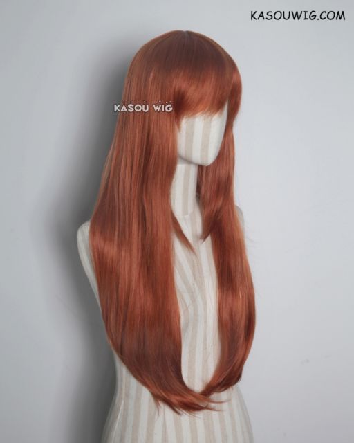 L-2 / SP06 Auburn brown 75cm long straight wig . Hiperlon fiber