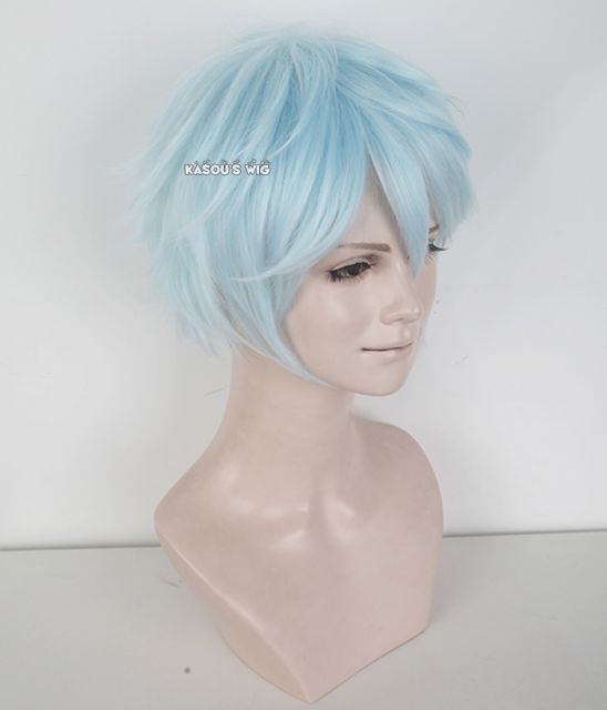 S-1 / KA045>>31cm / 12.2"  short Light Cyan layered wig, easy to style,Hiperlon fiber