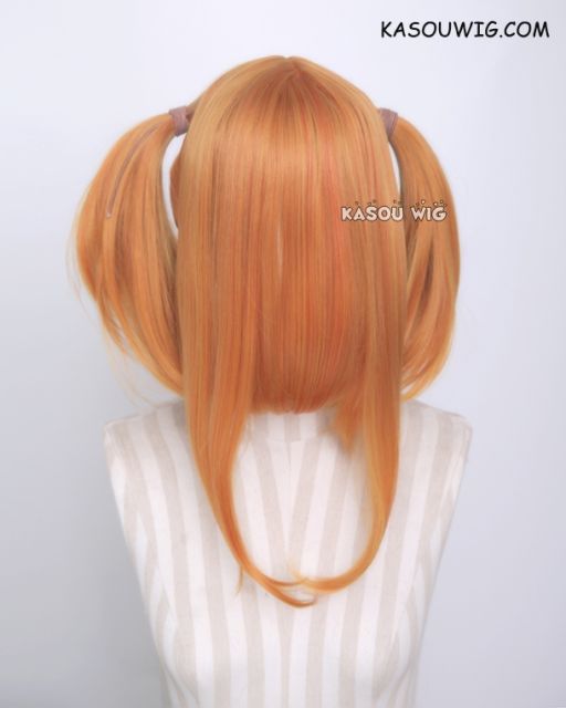 M-2 / KA020 ┇ 50CM / 19.7" autumn orange  pigtails base wig with long bangs.