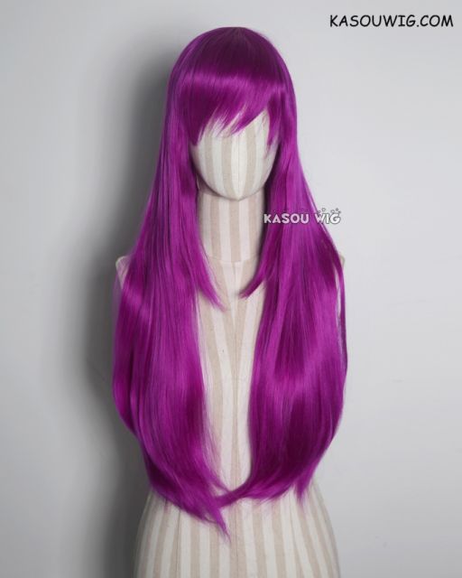 L-2 / KA053 Red Violet Purple 75cm long straight wig . Hiperlon fiber