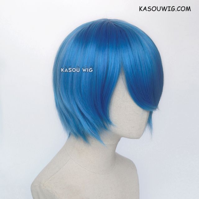 S-2 /  KA048 Dodger Blue short bob smooth cosplay wig with long bangs