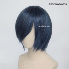 S-2 / KA051 navy blue short bob smooth cosplay wig with long bangs
