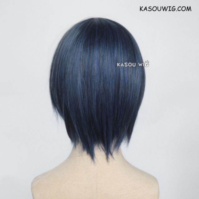 S-2 / KA051 navy blue short bob smooth cosplay wig with long bangs