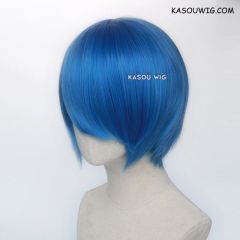 S-2 / KA048 Dodger Blue short bob smooth cosplay wig with long bangs