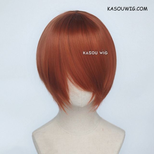 S-2 / SP06 Auburn brown short bob smooth cosplay wig with long bangs